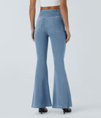 Halara Flex™ - Jean Ultra Evasé Tricot Extensible Lavé Poches Croisées Taille Haute