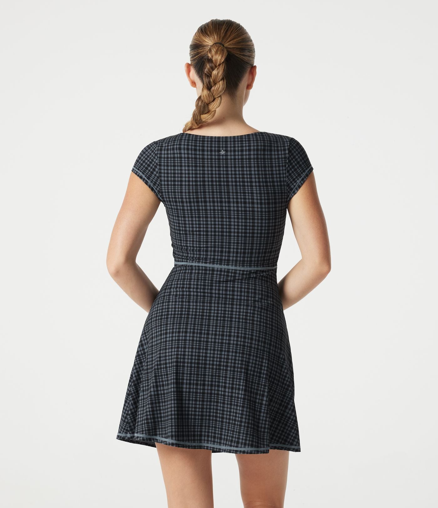 Robe mini décontractée à carreaux Halara UltraSculpt™ avec corset à encolure carrée, brassière intégrée 2-en-1 et poches - Easy Peasy