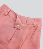 Pantalon large fluide effet lin taille moyenne avec poches
