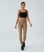 Legging yoga croisé taille haute avec mesh contrastant et boucle décorative DayStretch