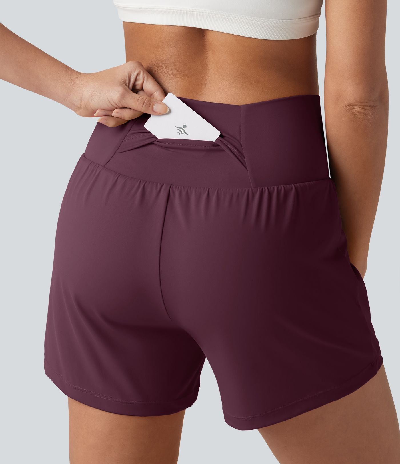 Short de yoga SoftlyZero™ Airy croisé taille haute 2-en-1 effet frais InstantCool 12,5 cm avec poches