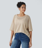 Top Casual Oversize Asymétrique Ourlet Fendu Transparent