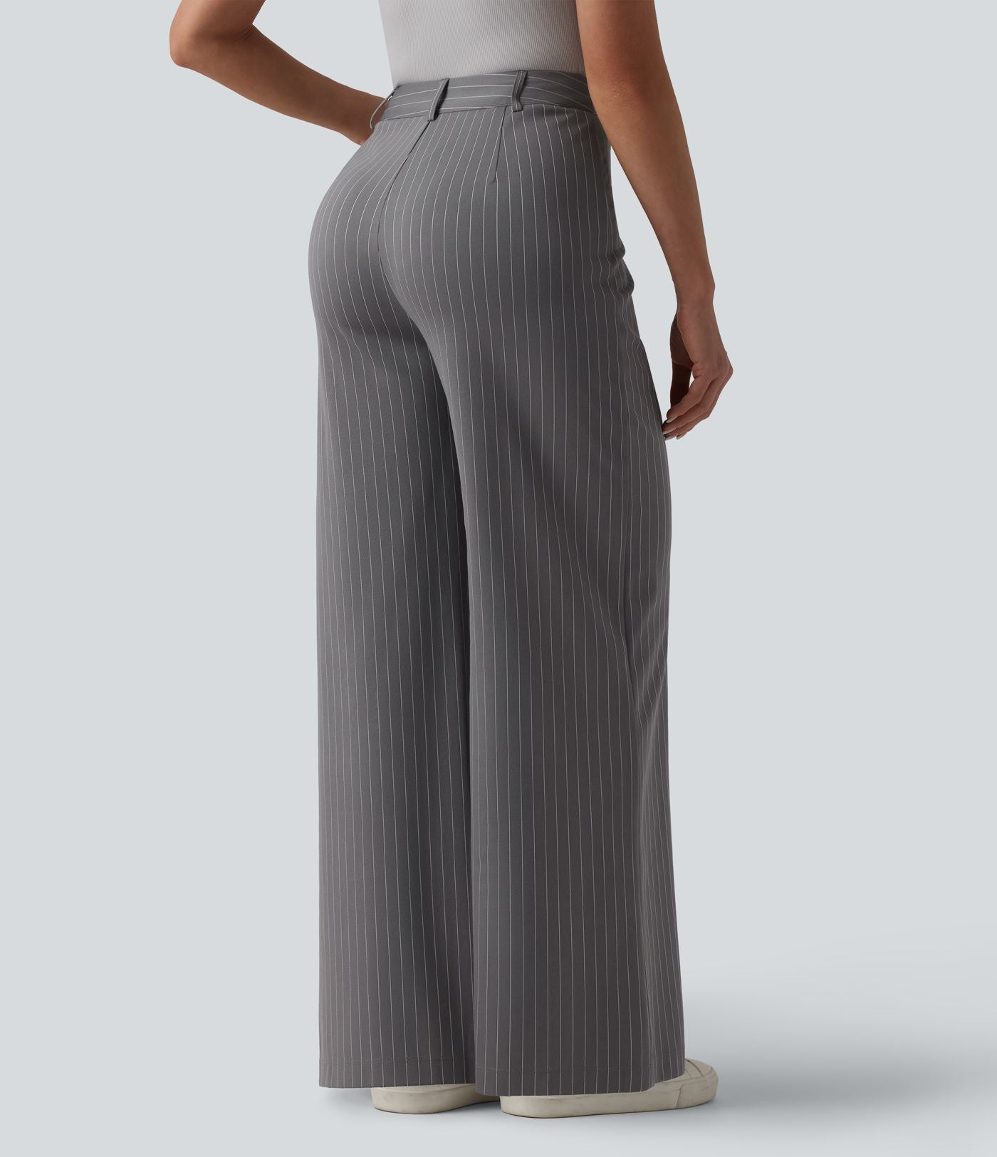 Pantalon Halara Flex™ tailleur large taille mi-haute à rayures à effet frais InstantCool et poches