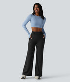 Pantalon de yoga droit Halara UltraSculpt™ taille haute gainant avec effet scrunch et poches