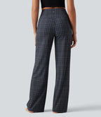 Pantalon de yoga droit Halara UltraSculpt™ taille haute gainant à motif tartan avec poches