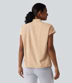 Blouse esprit bureau ample défroissage facile, col V et manches chauve-souris