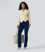 Chemise tailleur portefeuille manches longues avec lien dos