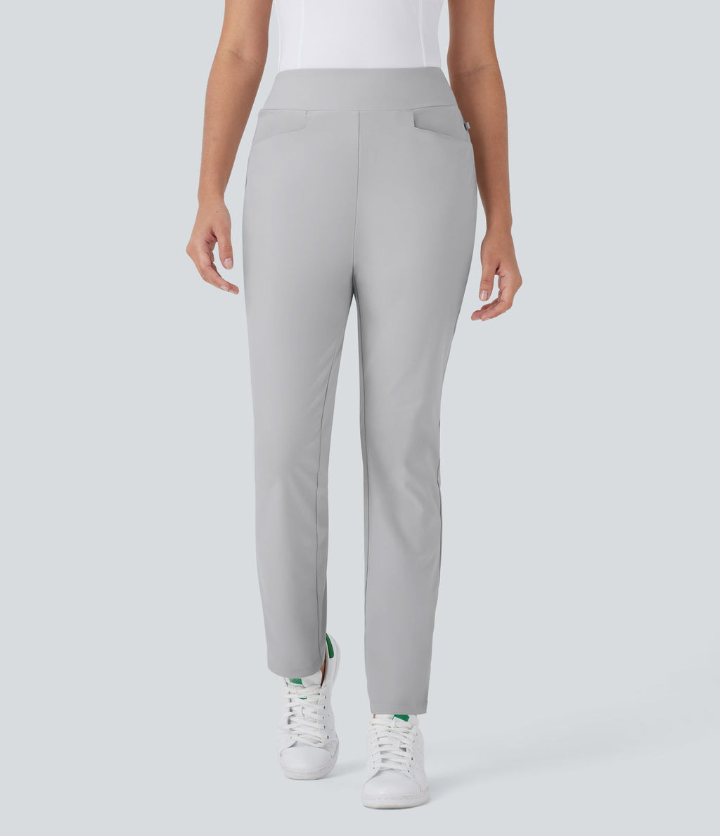 Pantalon de golf taille moyenne à séchage rapide avec multiples poches, fentes et coupe fuselée-Poche pour tee de golf-UPF40+