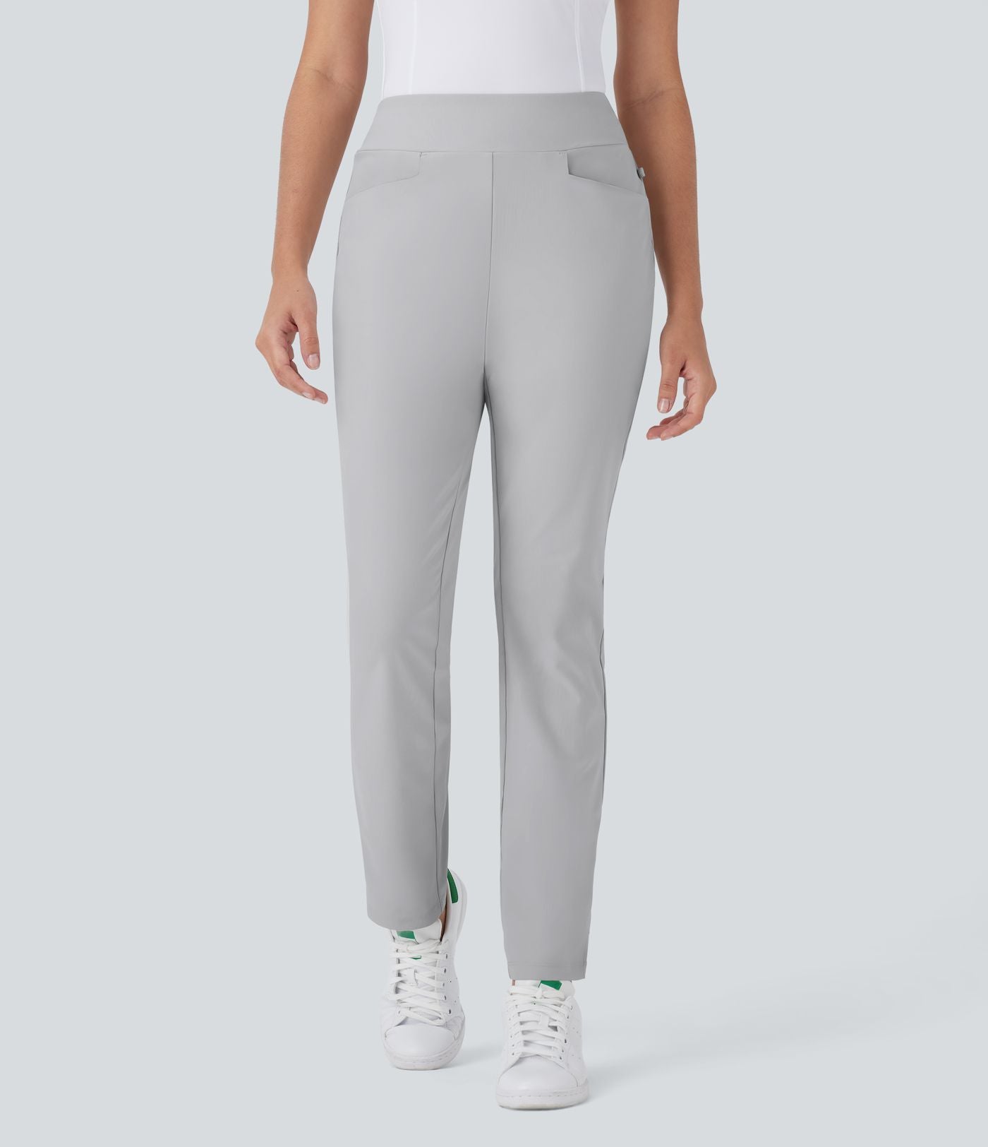 Pantalon de golf taille moyenne à séchage rapide avec multiples poches, fentes et coupe fuselée-Poche pour tee de golf-UPF40+