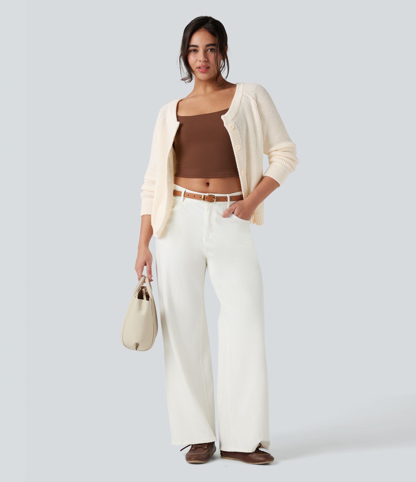 Cardigan col rond manches longues