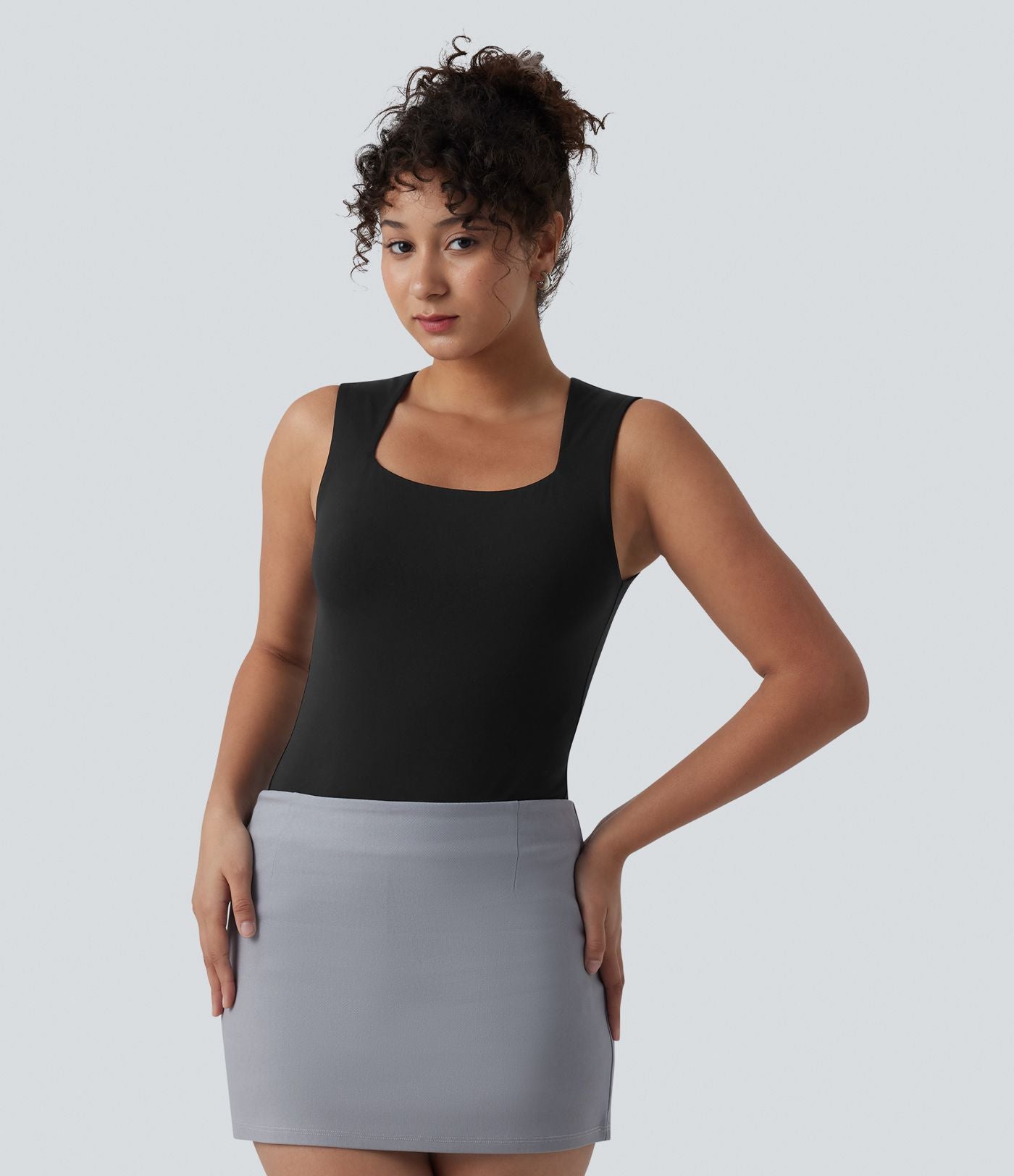 Body décontracté sans manches col carré