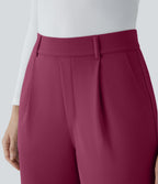 Halara Flex™ Pantalon Tailleur Droit à Taille Haute avec Pli Poches Latérales en Crêpe
