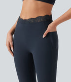 Legging de yoga Halara UltraSculpt™ taille haute, ceinture en V, dentelle contrastée, à poches