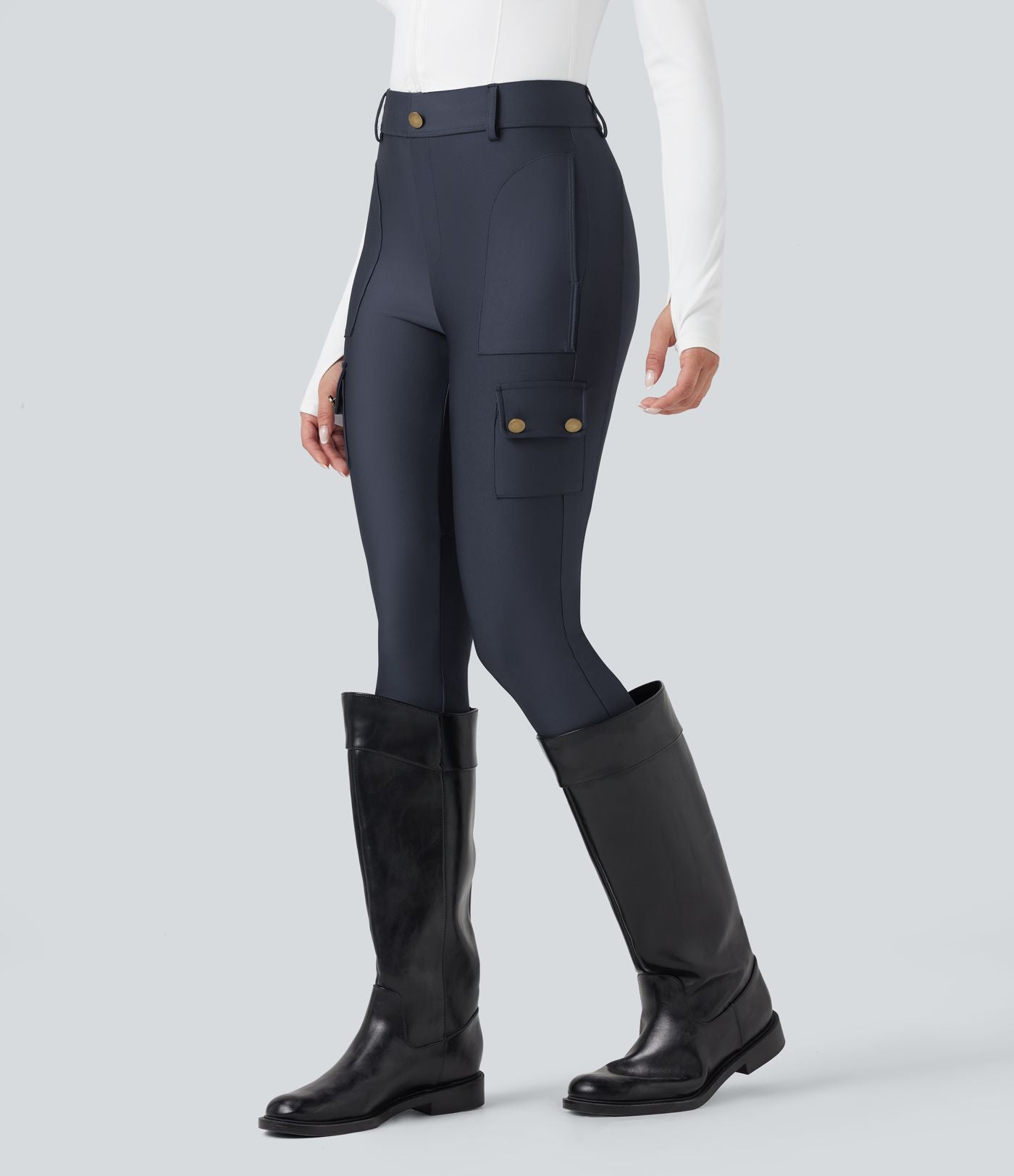 Legging 7/8 brillant taille haute avec poches