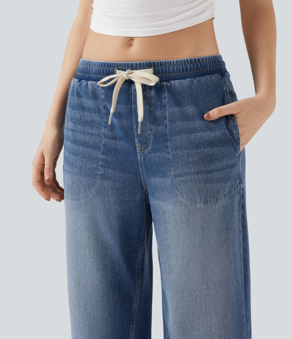 Jean baggy Halara Flex™ taille basse avec cordon de serrage et poches