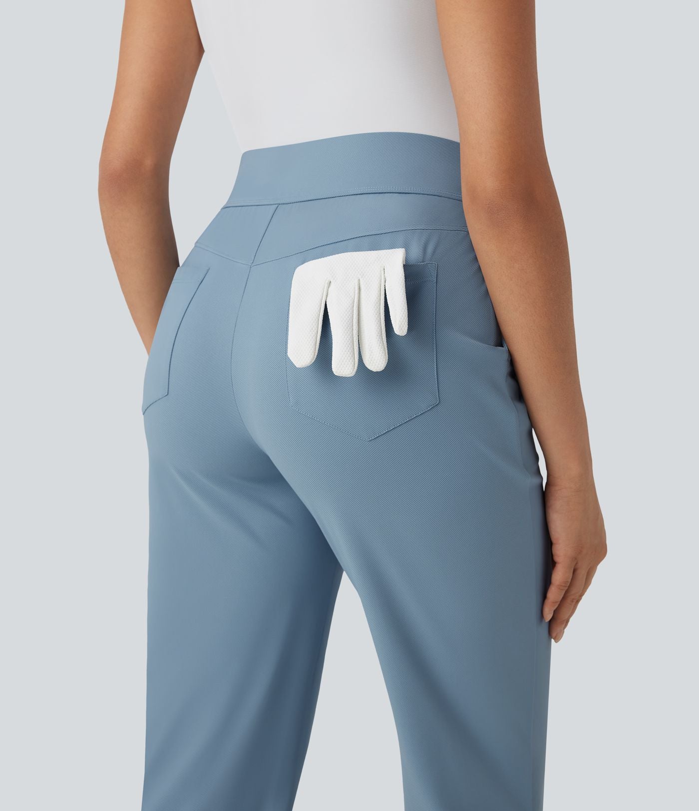 Pantalon de golf séchage rapide, taille mi-haute, avec poches et poche tee, UPF40+