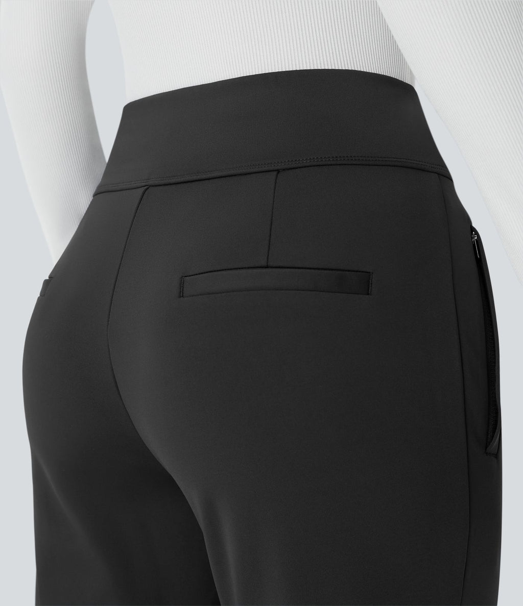 Pantalon tailleur évasé taille mi-haute Halara Flex™ DayStretch avec zip latéral et poches