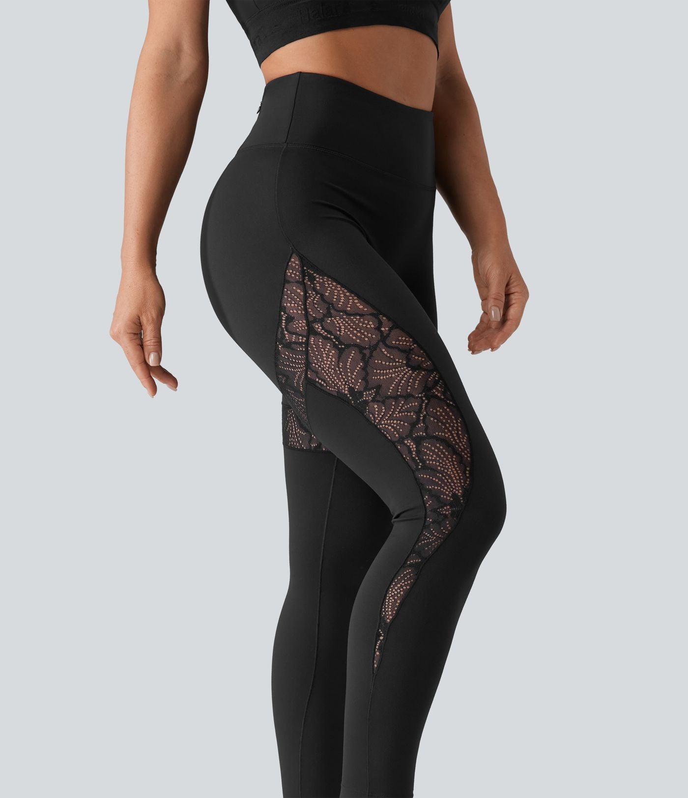 Legging d'entraînement SoftlyZero™ taille haute dentelle contrastante avec poche - UPF50+