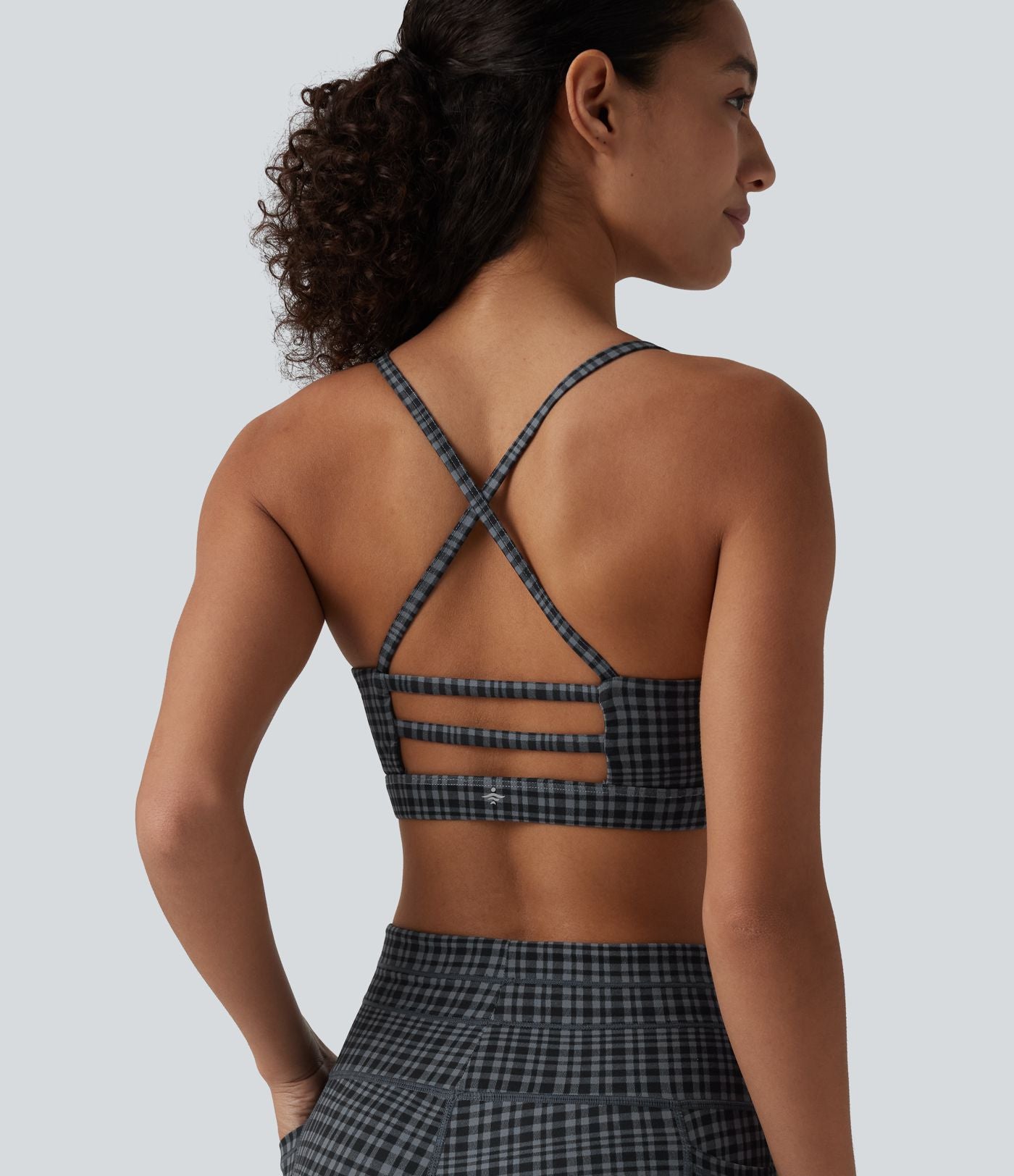 Halara UltraSculpt™ Brassière de sport yoga maintien léger imprimé carreaux