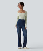 Jean Halara Flex™ taille haute gainant coupe droite décontracté avec poches