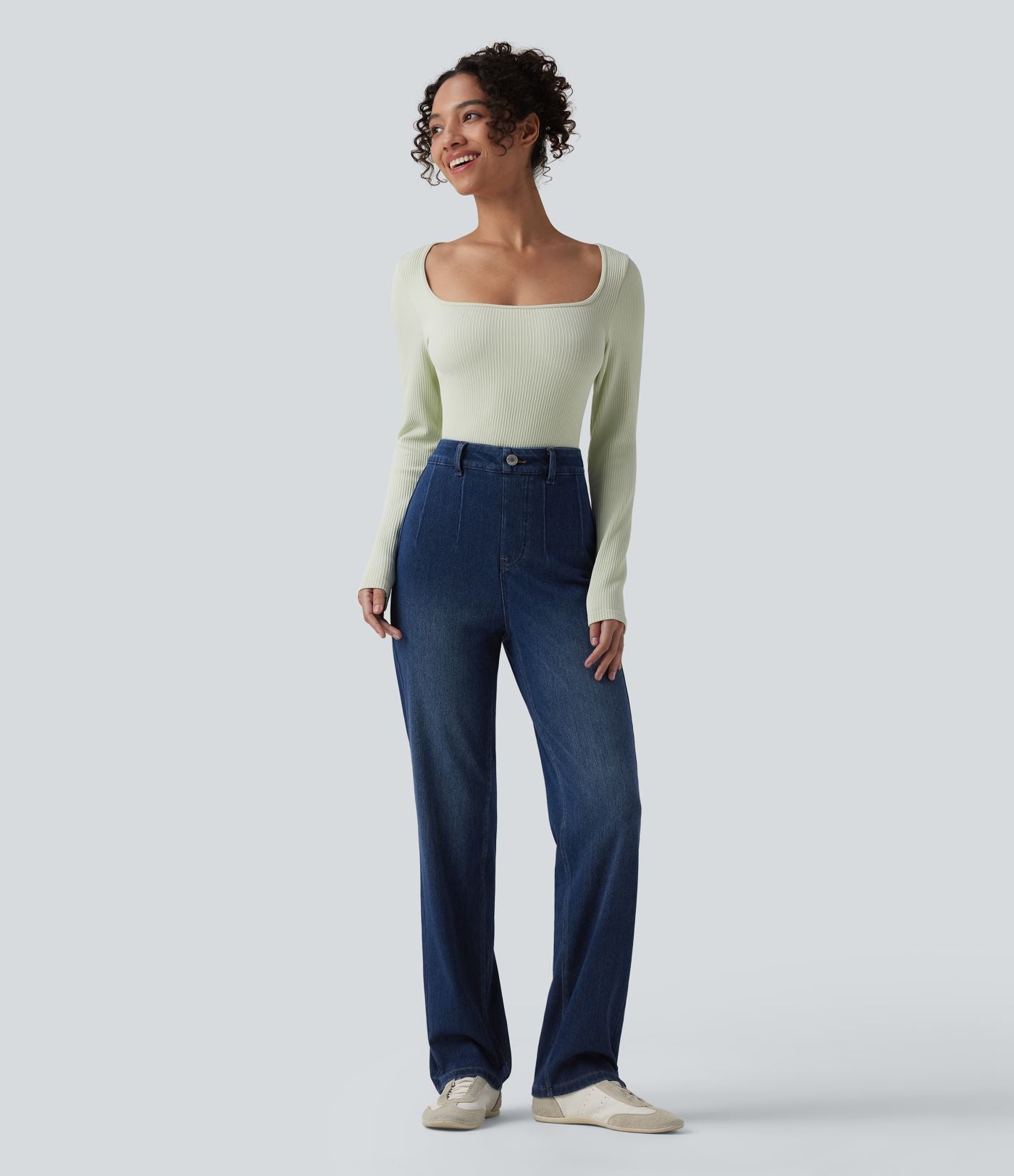 Jean Halara Flex™ taille haute gainant coupe droite décontracté avec poches