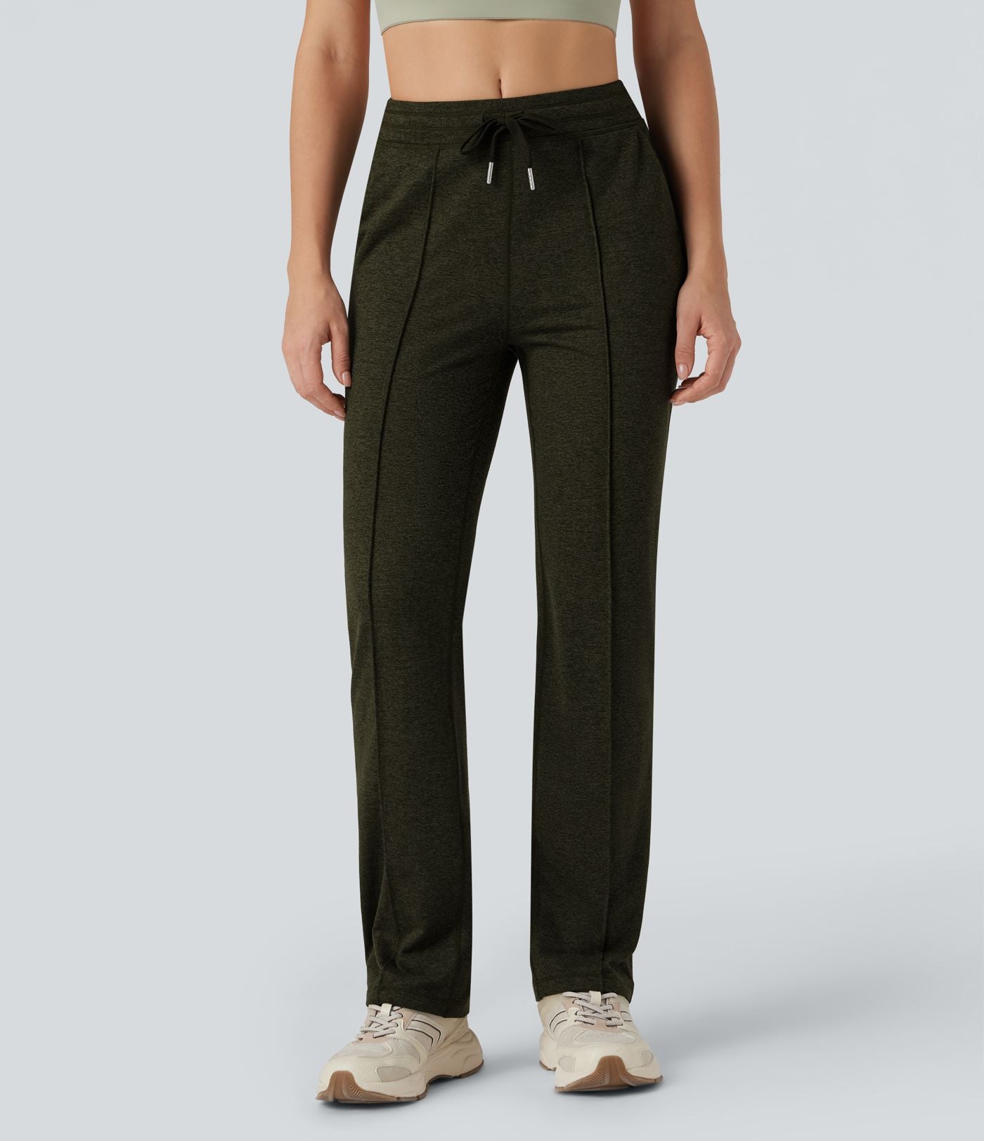 Pantalon d'entraînement taille mi-haute jambe droite avec cordon de serrage et poches