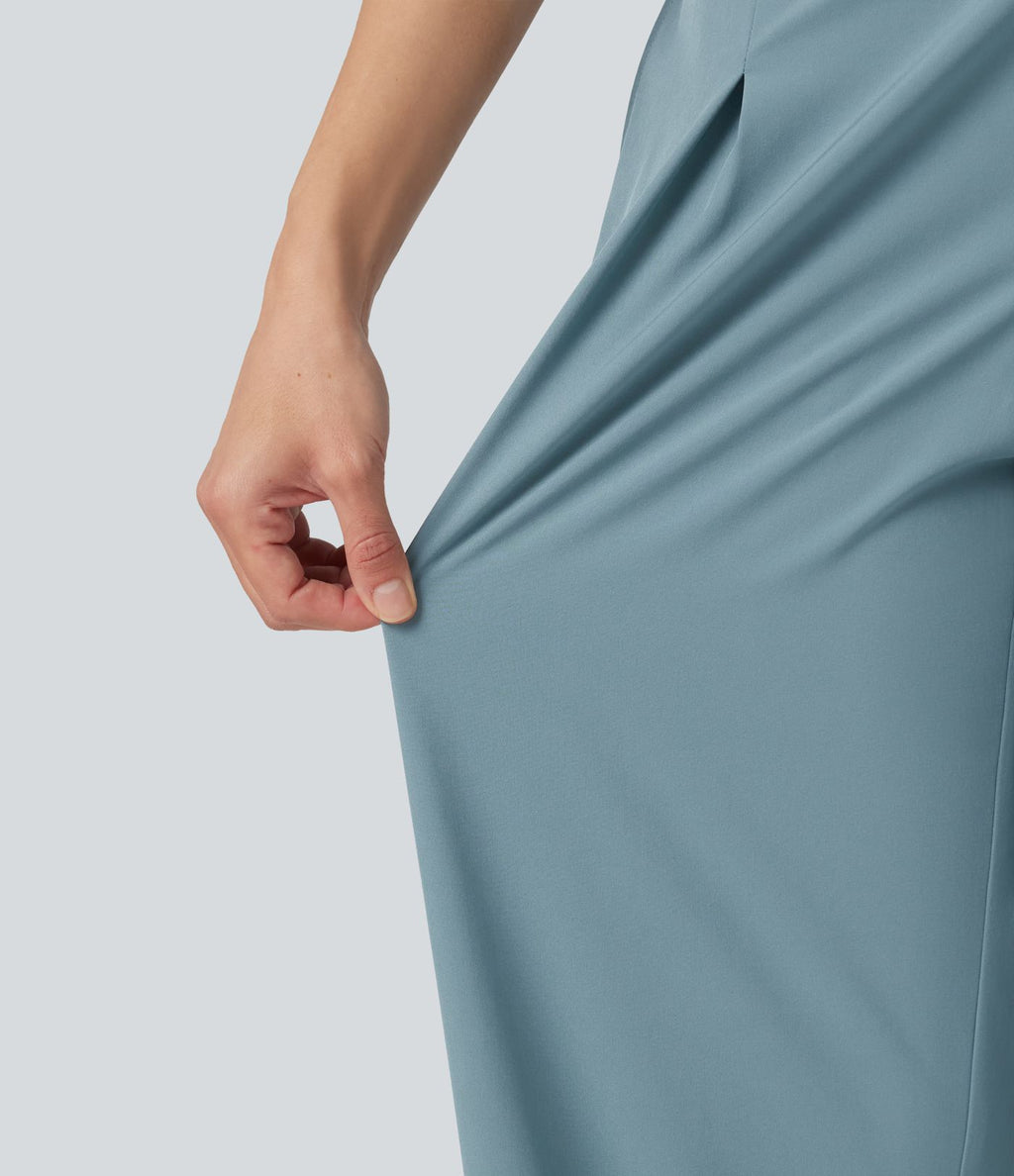 Breezeful™ Pantalon tailleur séchage rapide taille mi-haute coupe tonneau asymétrique avec poches