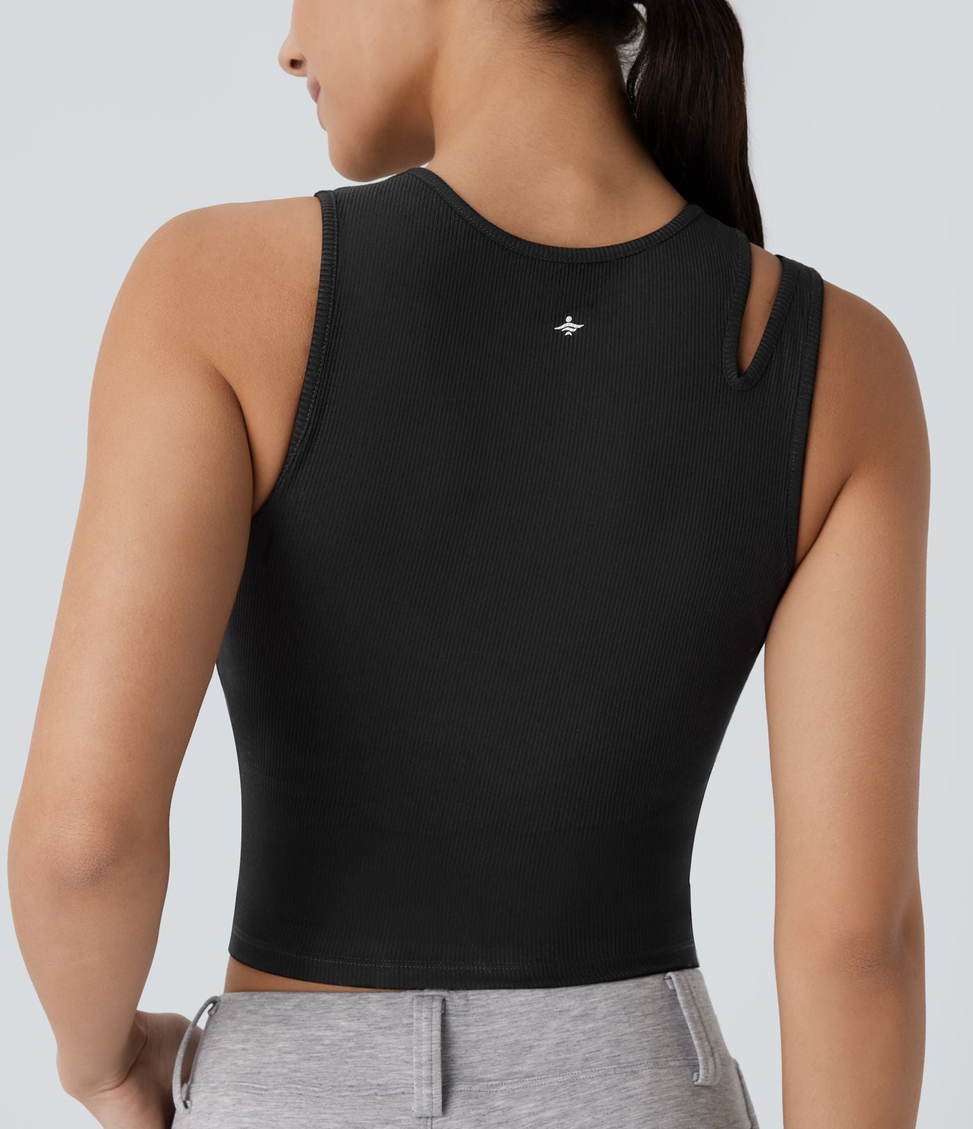 Débardeur de yoga crop top côtelé extensible respectueux de la peau
