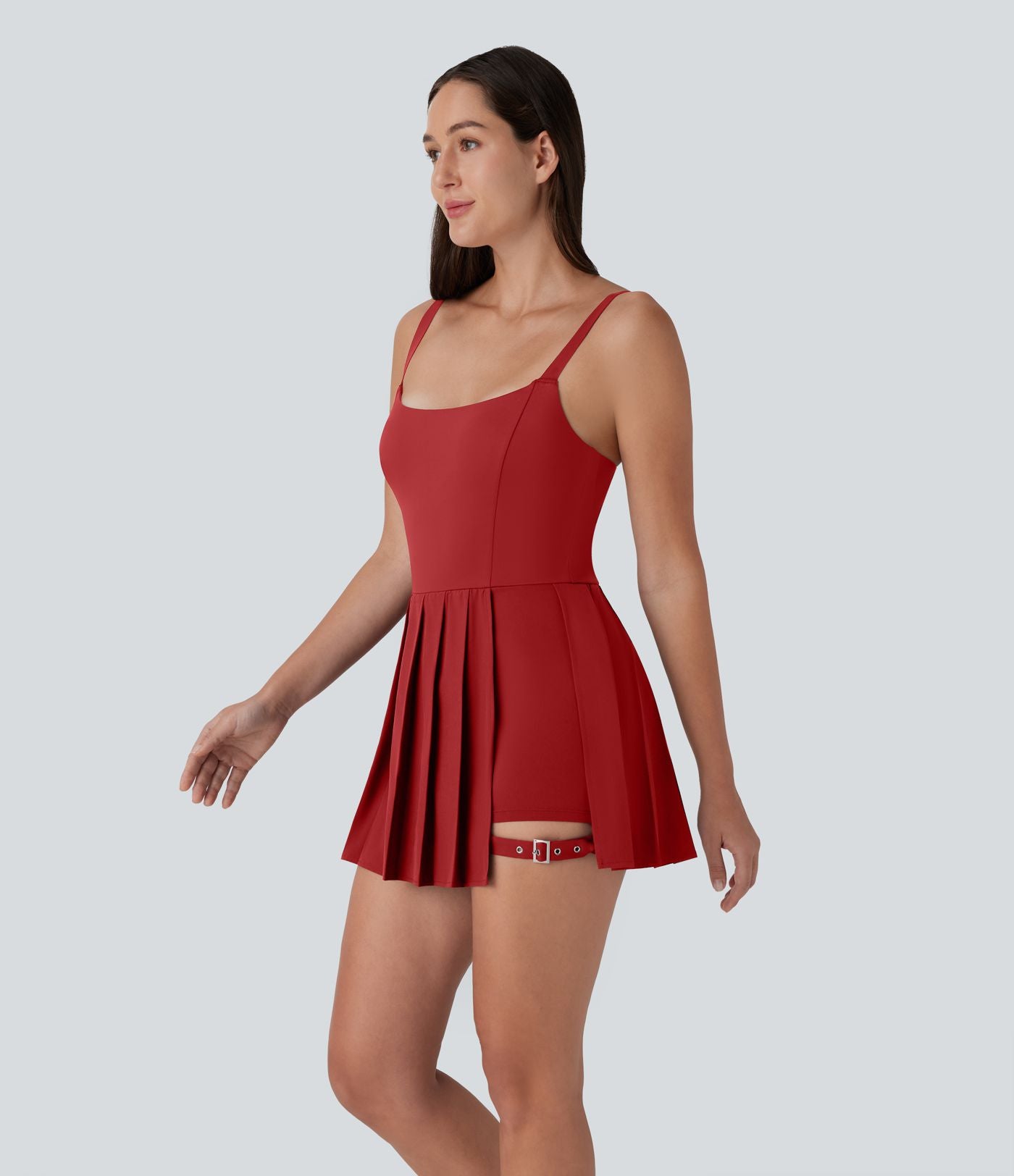 Breezeful™ Robe bain de soleil plissée à boucle ajustable 2-en-1 avec poche latérale séchage rapide micro-courte décontractée