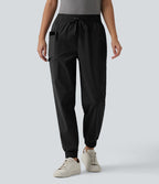 Jogging cargo décontracté taille mi-haute avec cordon de serrage et poches