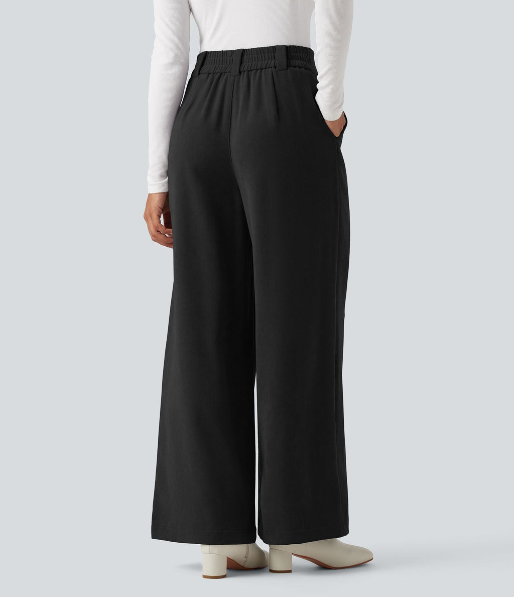 Pantalon tailleur baggy taille haute avec poches