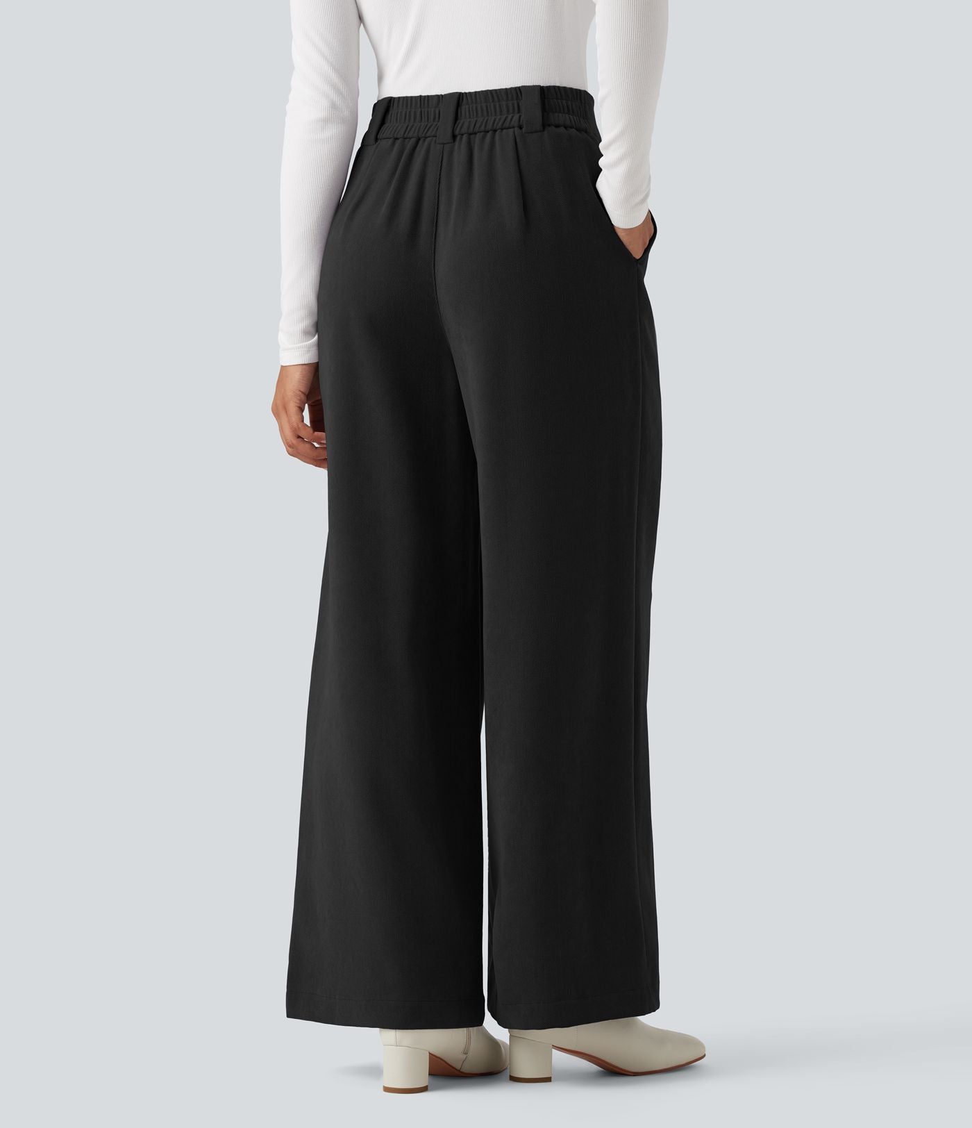Pantalon tailleur baggy taille haute avec poches