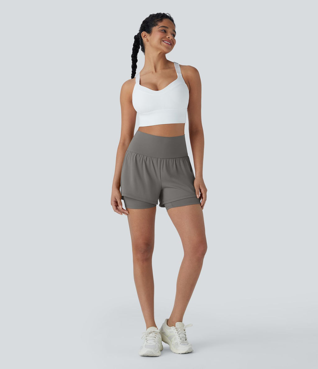 Short de yoga 2-en-1 SoftlyZero™ Airy taille très haute effet frais InstantCool 12,5 cm avec poches