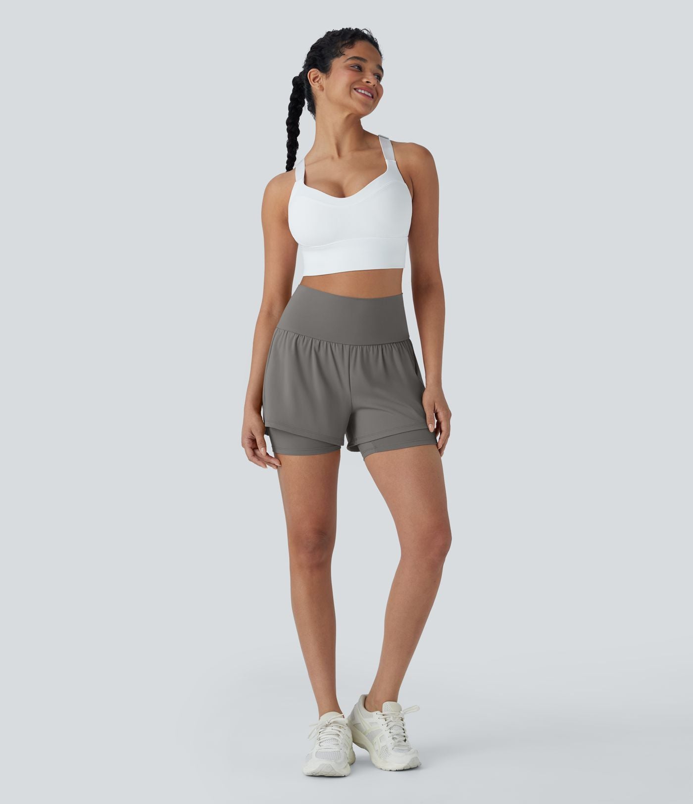 Short de yoga 2-en-1 SoftlyZero™ Airy taille très haute effet frais InstantCool 12,5 cm avec poches