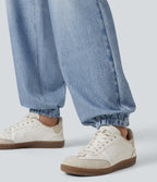 Jogging taille haute en molleton French Terry imprimé jean avec poches