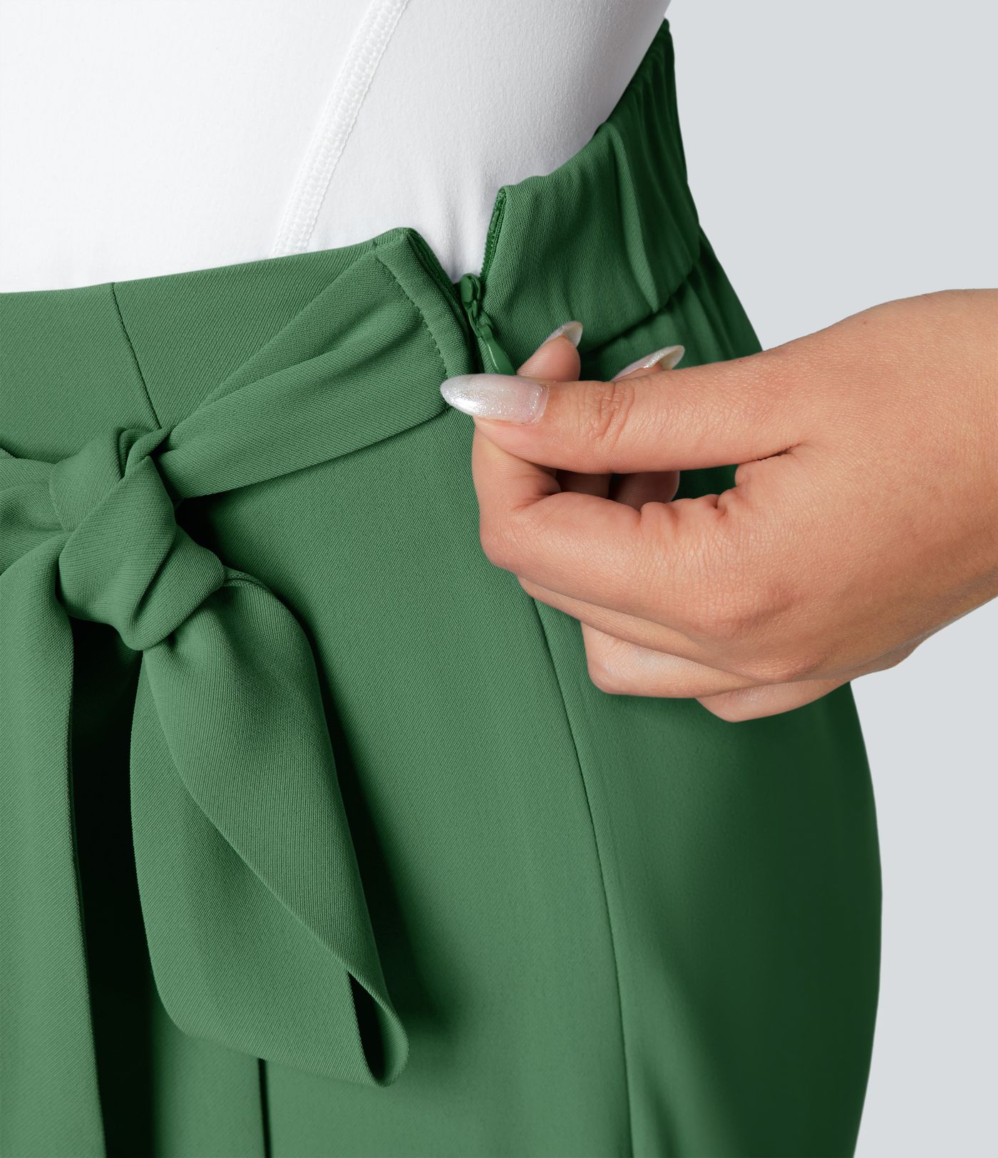 Pantalon Tailleur Large Fluide Taille Haute Fermeture Éclair Invisible