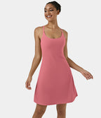 Softlyzero™ Airy Robe Sport de Yoga Plus Longue Dos Nu Découp Bretelles Réglables et Poches