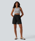 Short casual ample taille haute avec poches