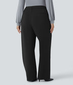Pantalon de travail grande taille coupe droite zippé taille haute Halara Flex™ avec poches