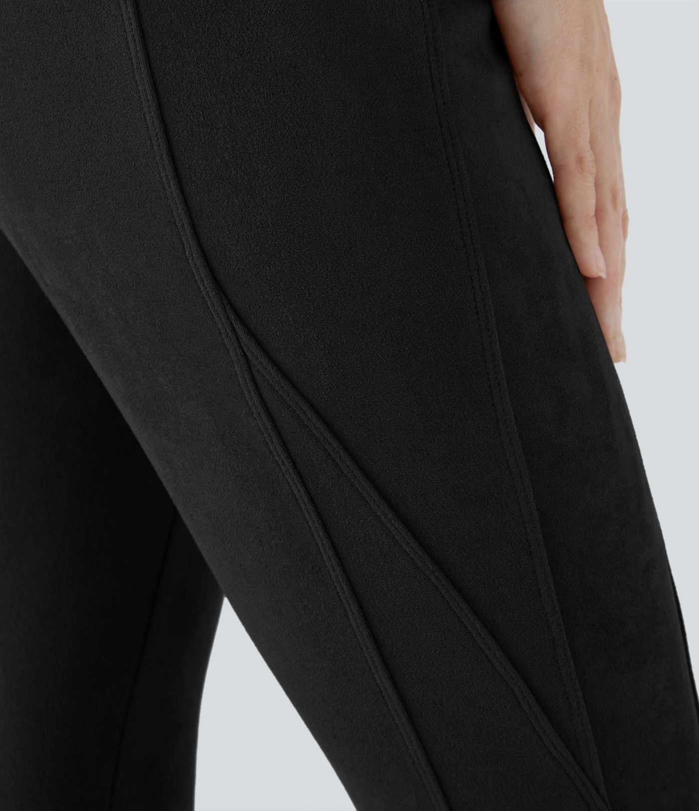Legging décontracté en suédine taille haute, gainant, avec poches latérales