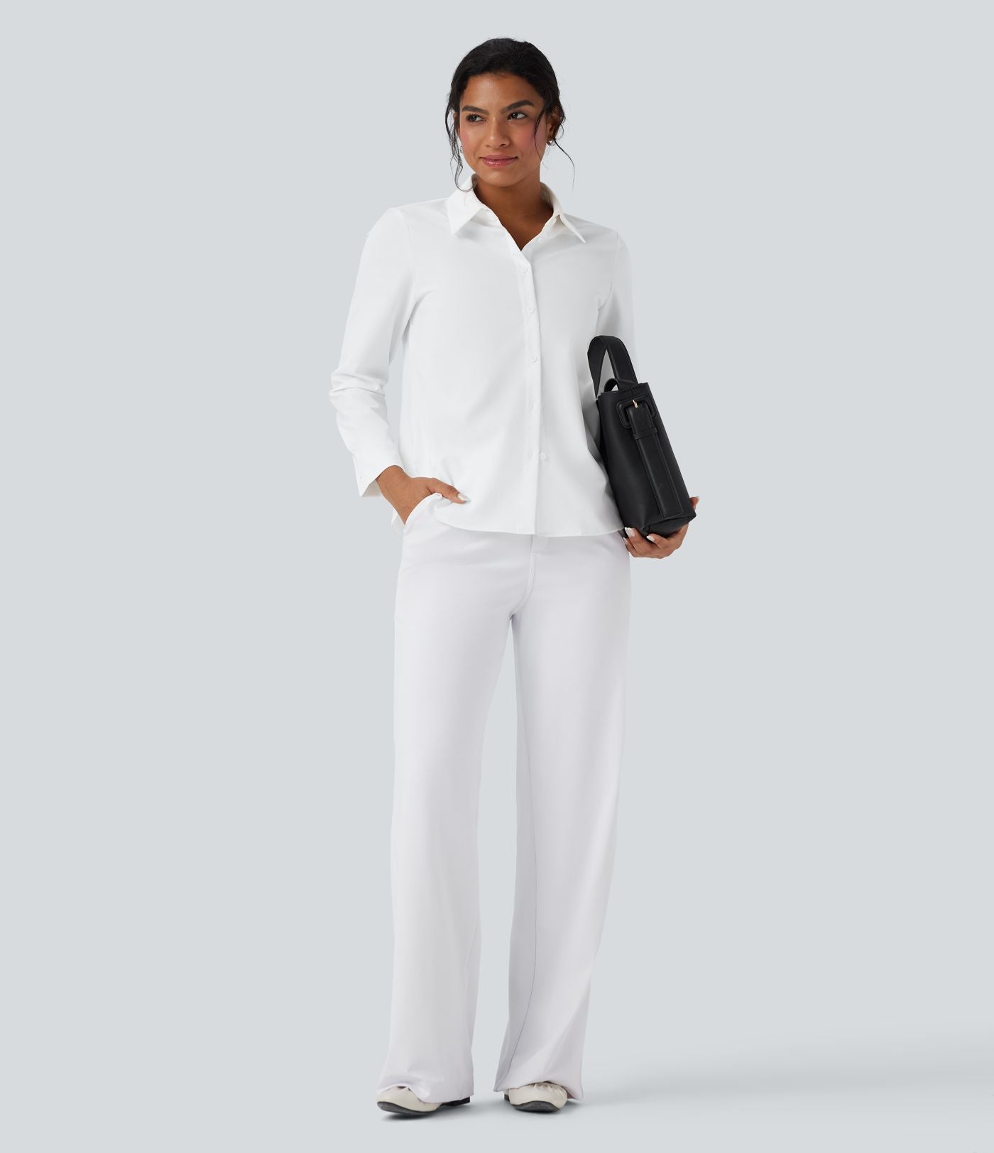 Chemise de travail unie à manches longues