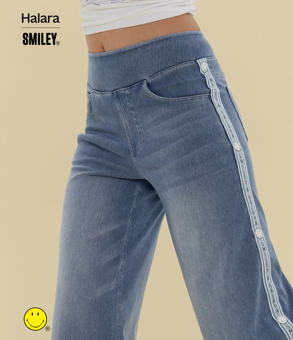 Jean large casual délavé Halara X Smiley® Halara Flex™ taille haute avec poches