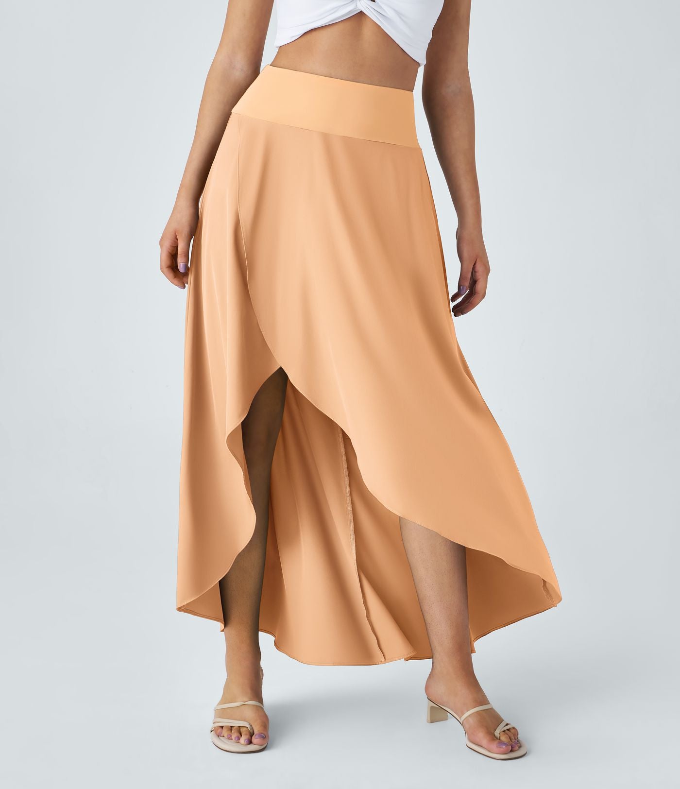 Jupe Longue Casual Breezeful™ Taille Haute à Volants 2en1 Fluide Sèchement Rapide Quotidien Maxi