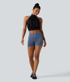Halara Flex™  Shorts 7,5cm Denim Casual Taille Haute Poches Latérales Croisées en Maille Extensible