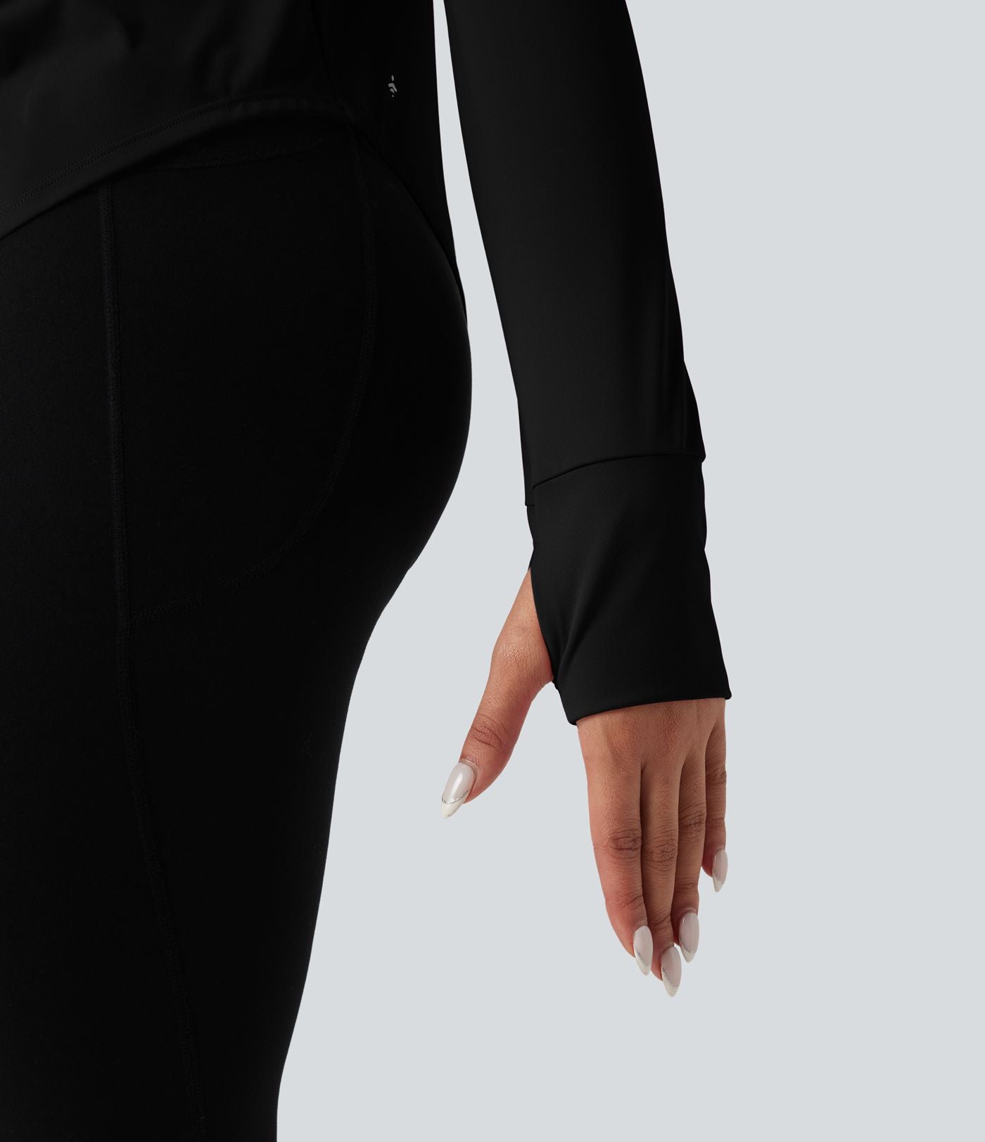Top de sport yoga 2-en-1 SoftlyZero™ Airy dos nu croisé ourlet arrondi manches longues avec trous pouces - UPF50+