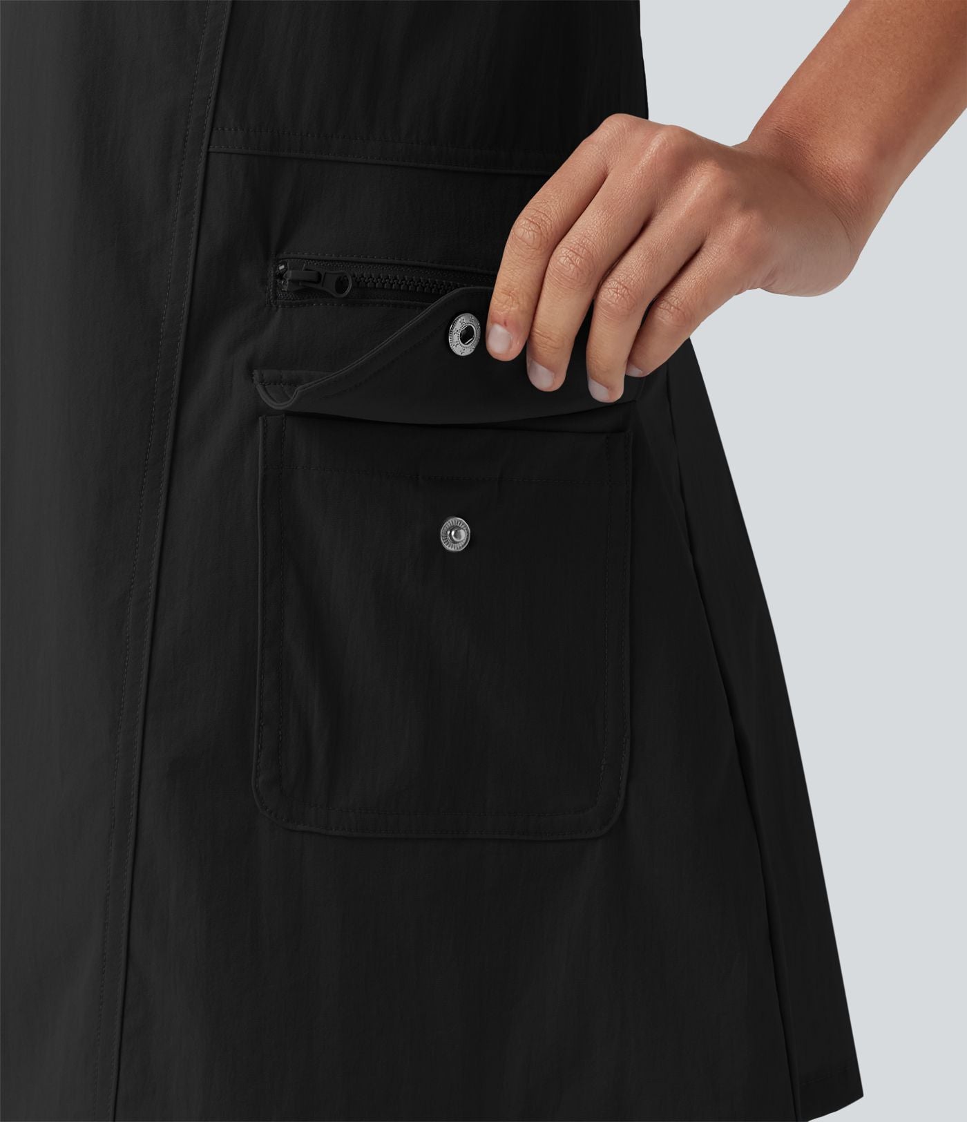 Robe active de randonnée mini cargo à encolure U, bretelles ajustables et poches