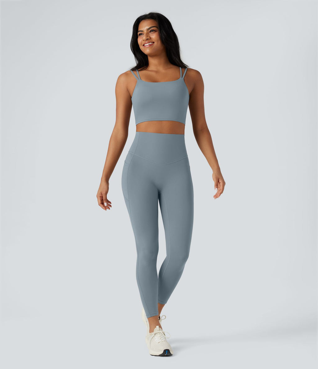 Débardeur yoga court Halara UltraSculpt™ double bretelles torsadé dos nu