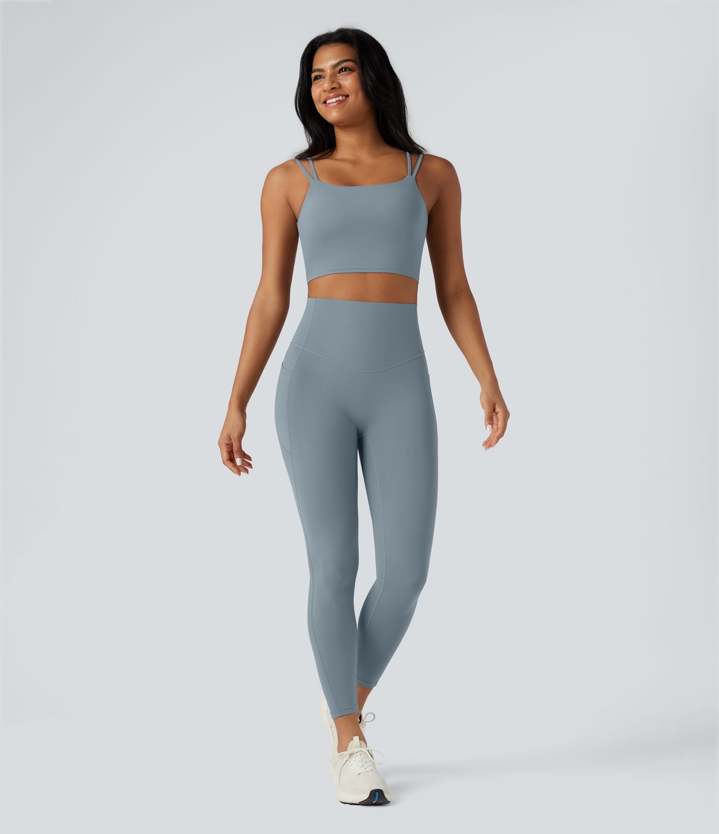 Débardeur yoga court Halara UltraSculpt™ double bretelles torsadé dos nu