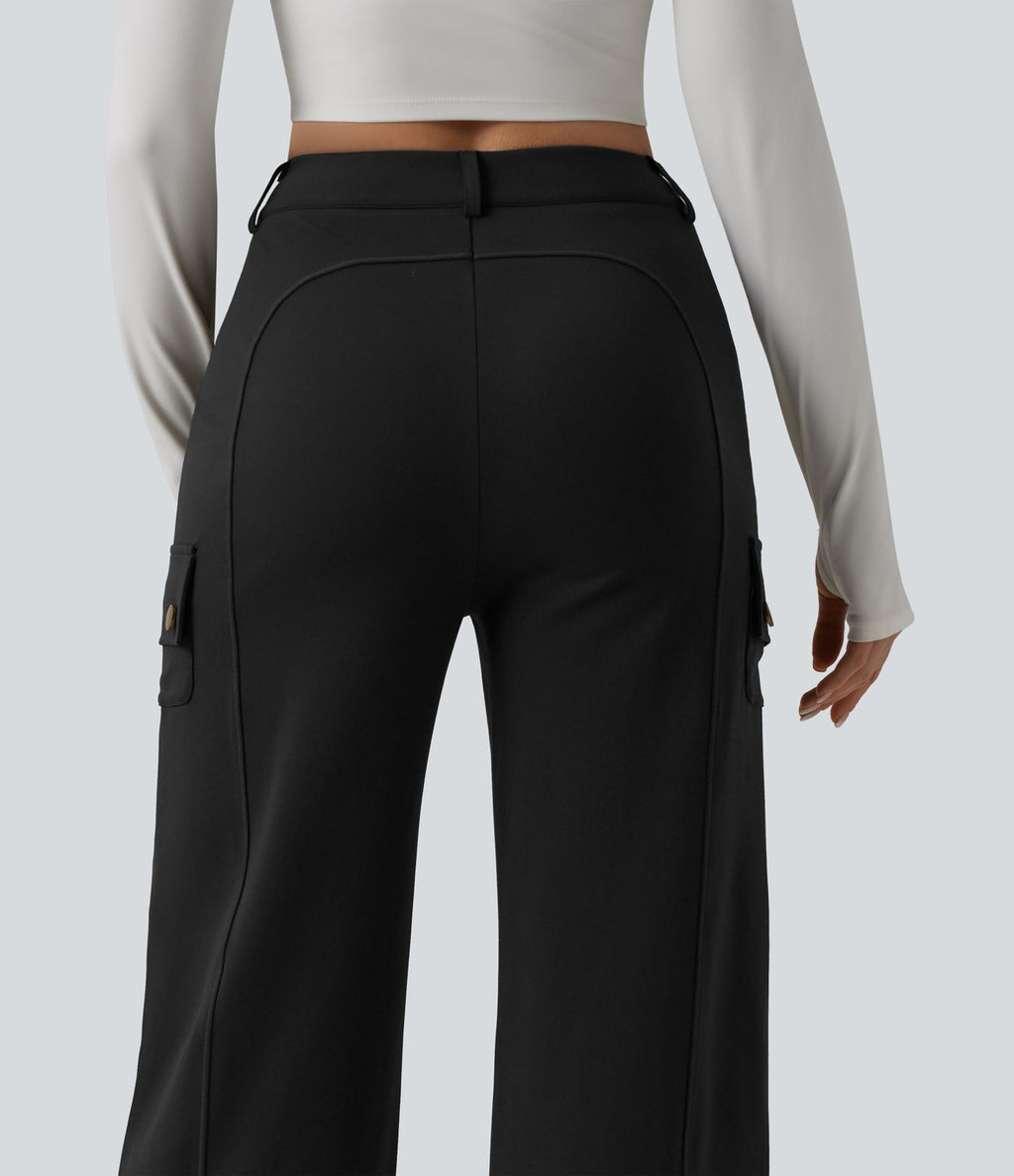 DayStretch Pantalon cargo décontracté taille haute coupe droite avec poches