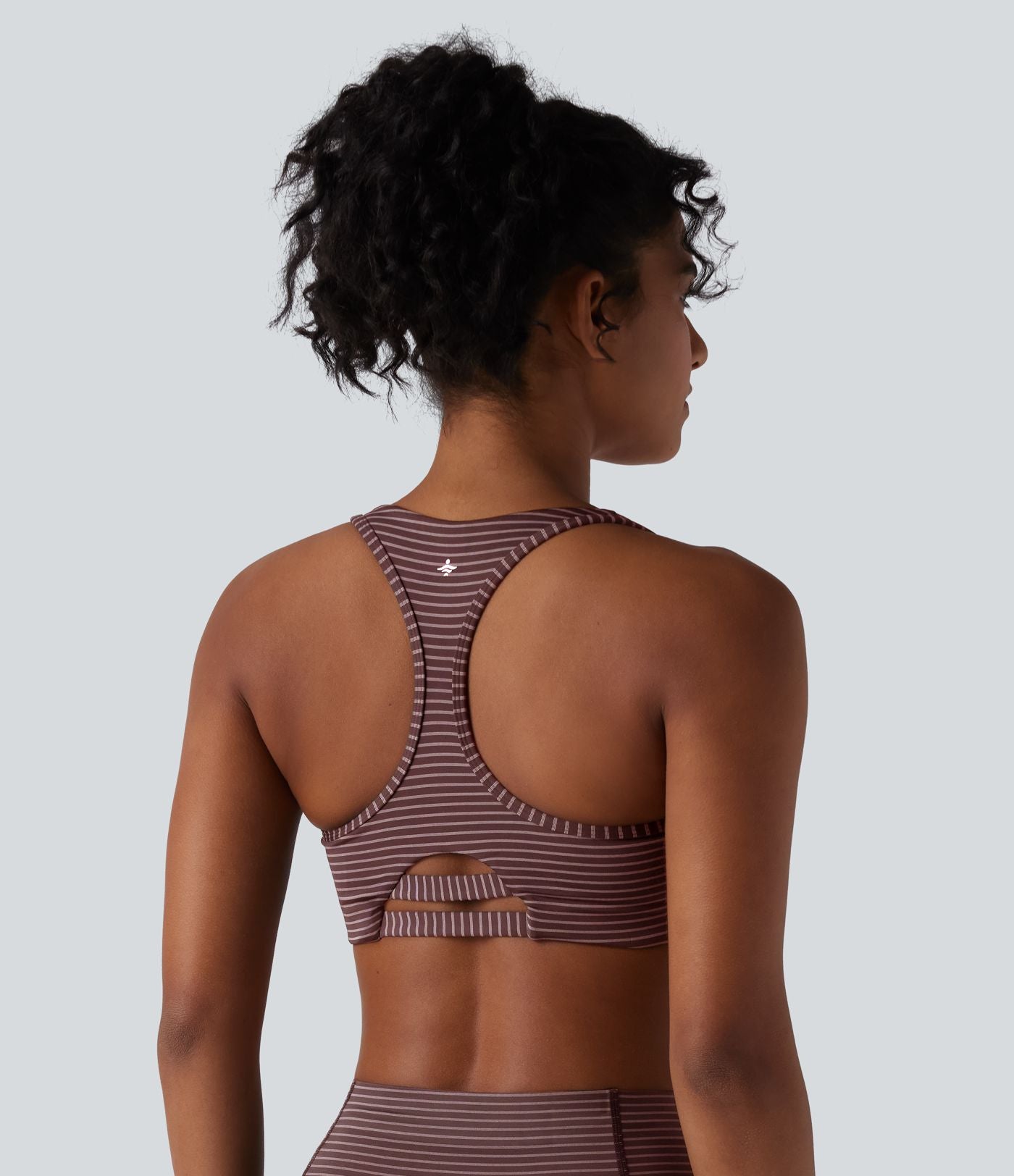 Brassière de sport d'entraînement soutien moyen dos nageur à rayures